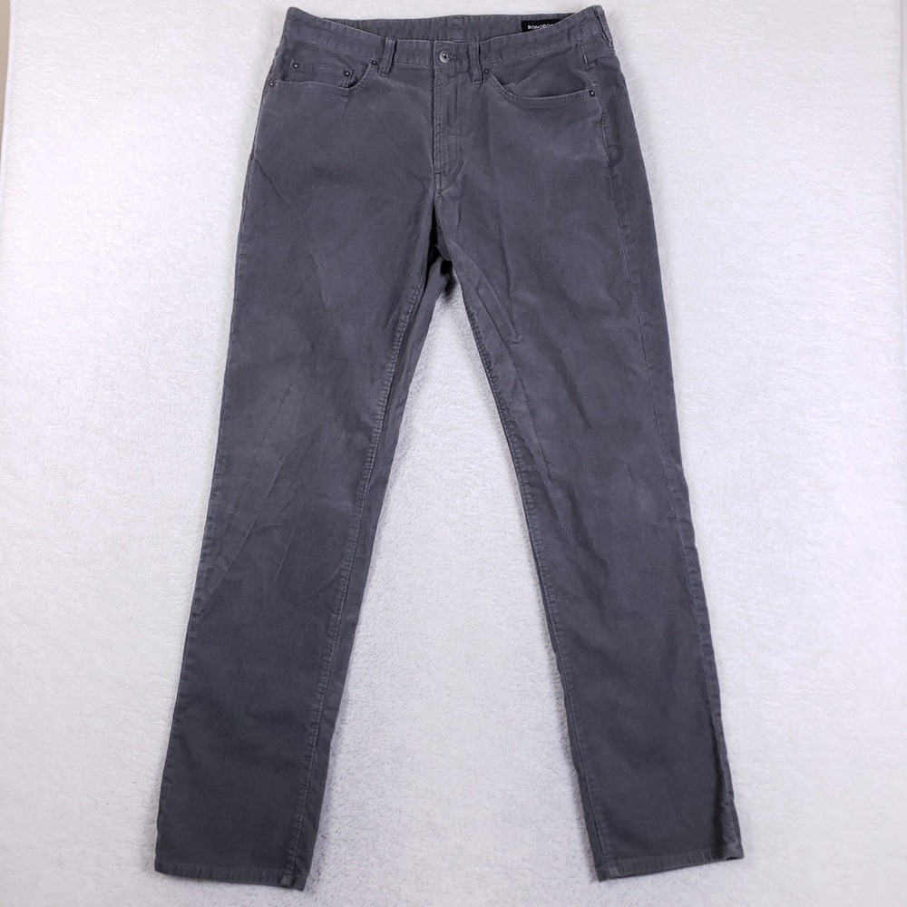 Bonobos Mens Slim Fit Corduroy Pants Charcoal Grey 34x34 5 Pocket Stretch Preppy
